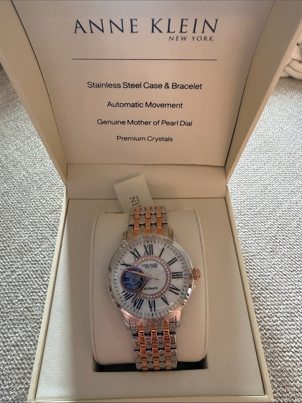 Anne Klein Two-Tone Rose Gold & Stainless Steel Case Automatic Wristwatch